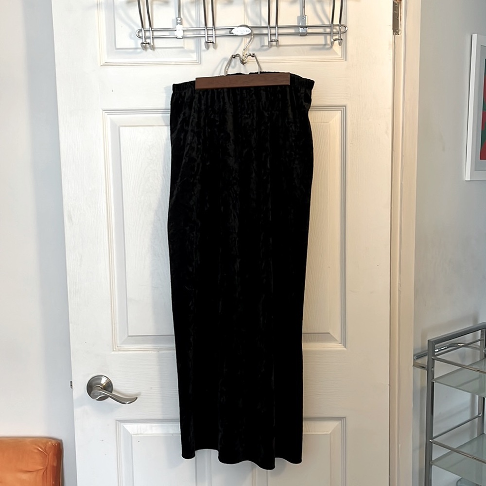 Vintage black crushed velvet maxi skirt